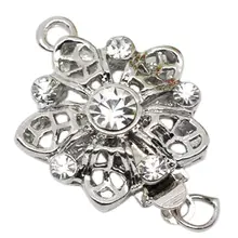 MJARTORIA, 5 комплектов, полые Стразы в виде цветка, зажимные застежки, 22x17 мм, винтажная Серебряная Пряжка, сделай сам, аксессуары для ювелирных изделий