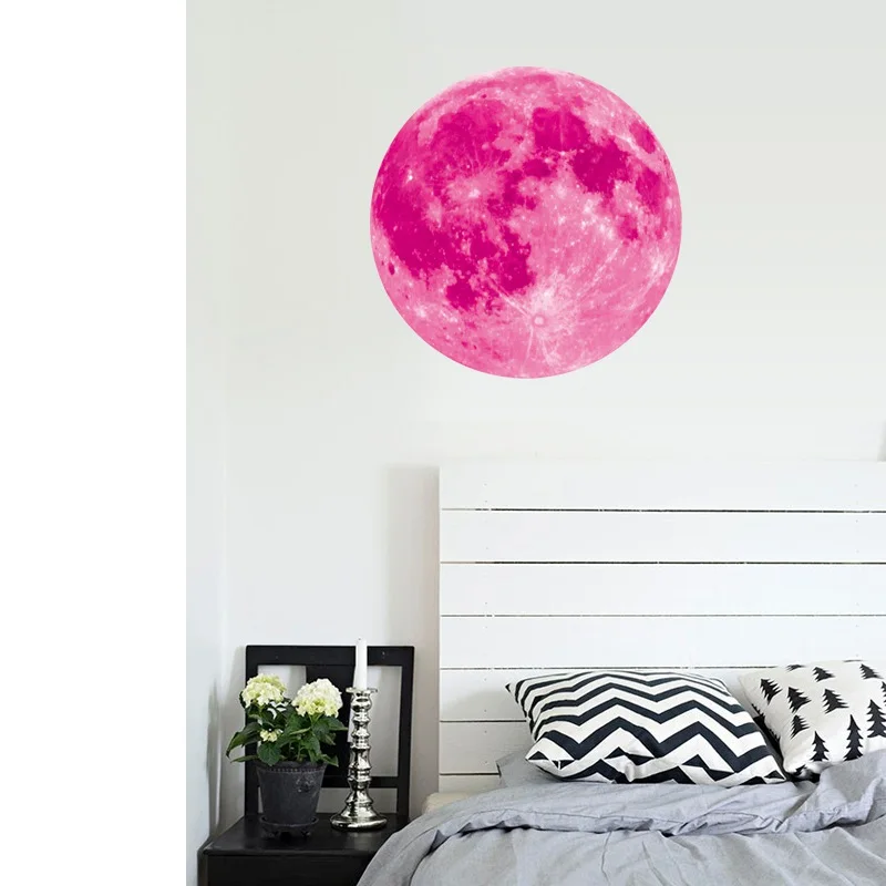 30 см Большая Луна наклейки на стену светится в темноте светящаяся Гостиная наклейки на стену домашний декор DIY Дети Крутые Новые - Цвет: pink