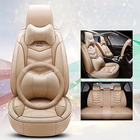 Beige Deluxe Передняя+ задняя) универсальные льняные автомобильные чехлы для сидений Toyota alphard Auris Avensis c-hr chr fj cruiser 2010 2009 2008 2007 - Название цвета: Beige Deluxe