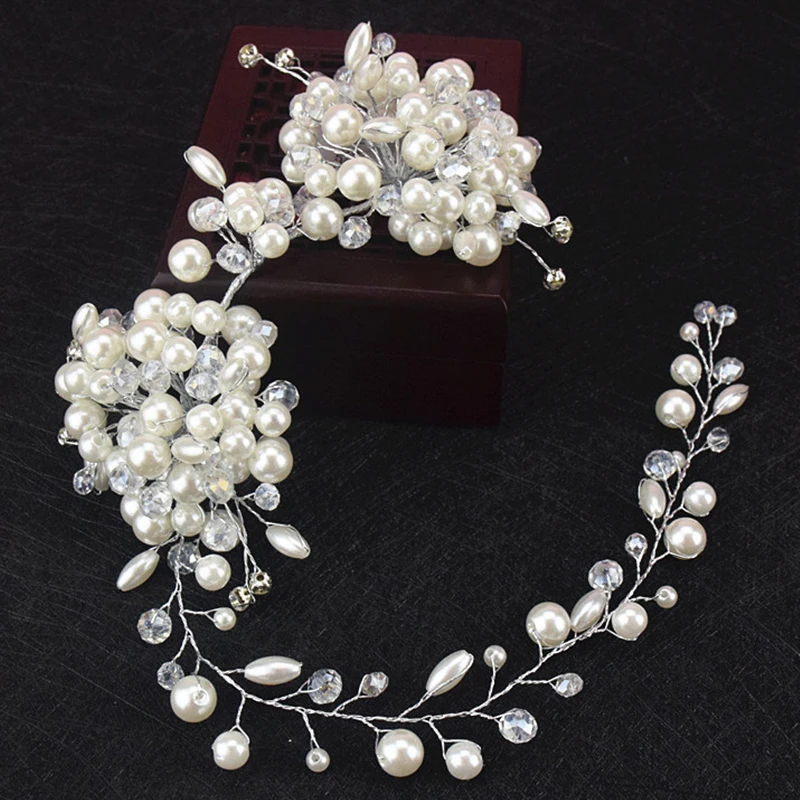 Romantic Bridal Headdress Woman Pearls Beaded Hair Accessories Wedding Party Gifts