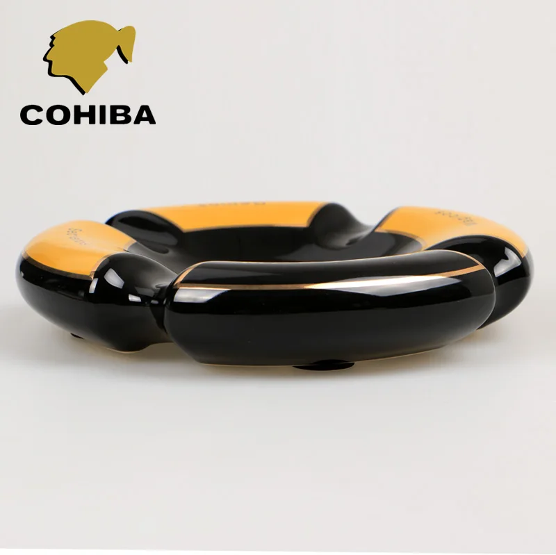 Wholesale Price! COHIBA High-definition fashion 4 Holder China Large Size Round Cigar Ashtray Wholesale Price! COHIBA High-definition fashion 4 Holder China Large Size Round Cigar Ashtray