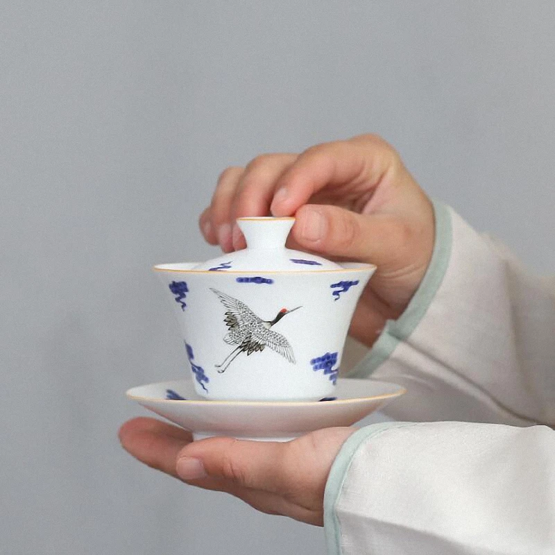 PINNY 110 мл синий и белый фарфор Gaiwan керамический чай Tureen горшок с подшипником
