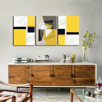 

Yellow and Grey Posters And Prints Wall Art Canvas Painting Wall Pictures For Living Room Nordic Marble Picture Decoration