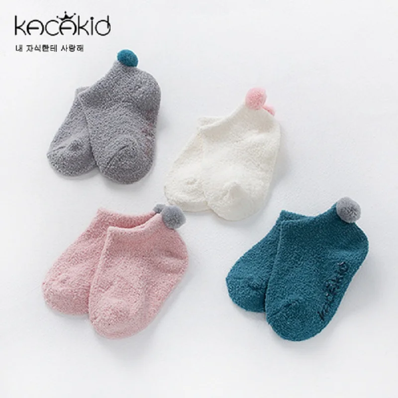 

Kacakid new baby winter socks boys girls soft ball coral velvet thick socks kids candy socks infant anti-skid sleep socks