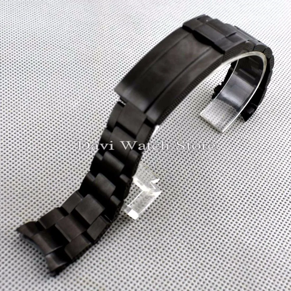 

20MM 316L SOLID STAINLESS STEEL BLACK BRACELET SCREW FIXED LINK WATCH STRAP