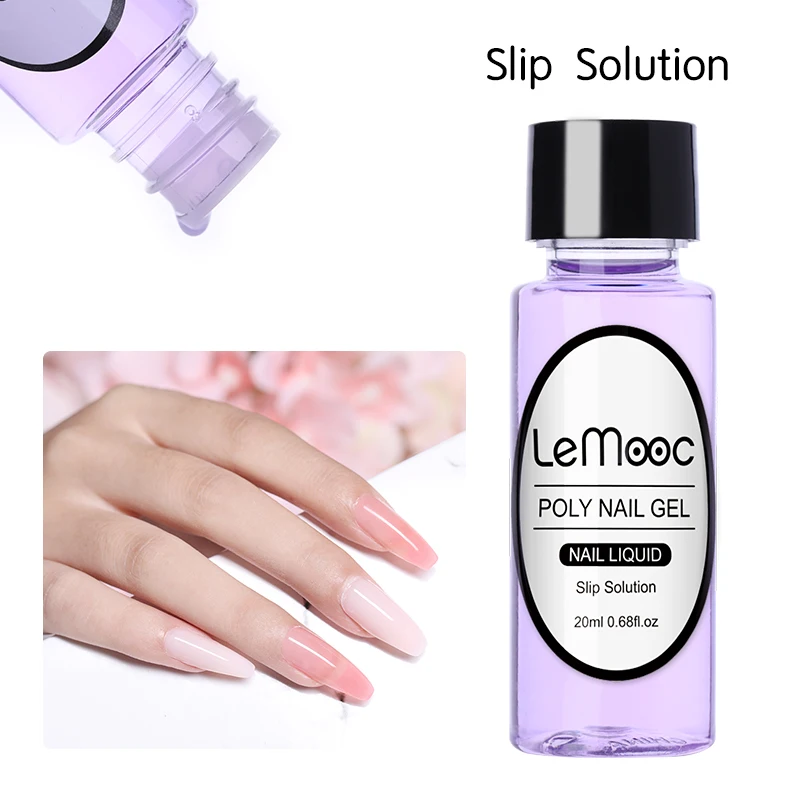 LEMOOC 20 مللي UV بولي سريعة منشئ جيل للأظافر مسمار السائل زلة حل ألم أظافر تركيب من الأكريليك تمديد مانيكير أدوات