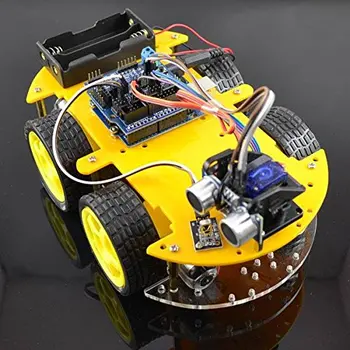 

Multi-function 4WD Robot Car Kits Ultrasonic Module UNO R3 MEGA328P Robot Car Assembly Kit