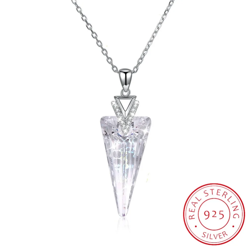 

LEKANI Crystal from Swarovski Women Necklace Fine Jewelry Triangle Crystal Pendant Necklace with Snake Chain Collares