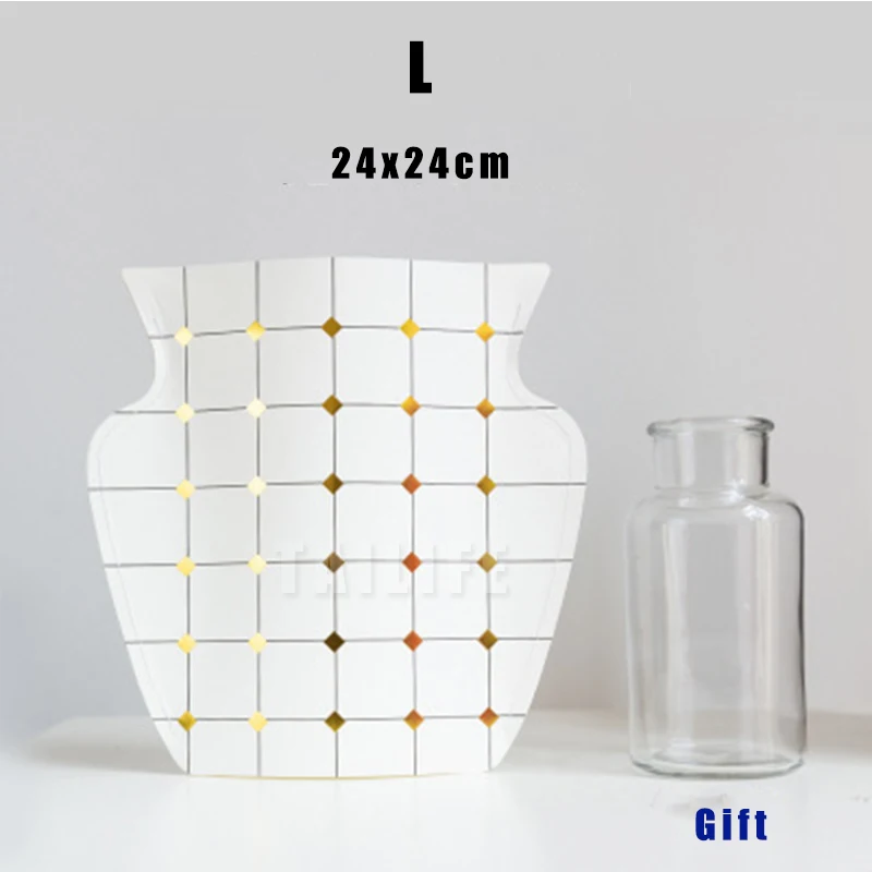 1 Набор в скандинавском стиле, водонепроницаемая бумажная стеклянная художественная ваза, геометрический цветочный горшок с двойным лицом, домашний Свадебный декор для растений, гостиной - Цвет: B L