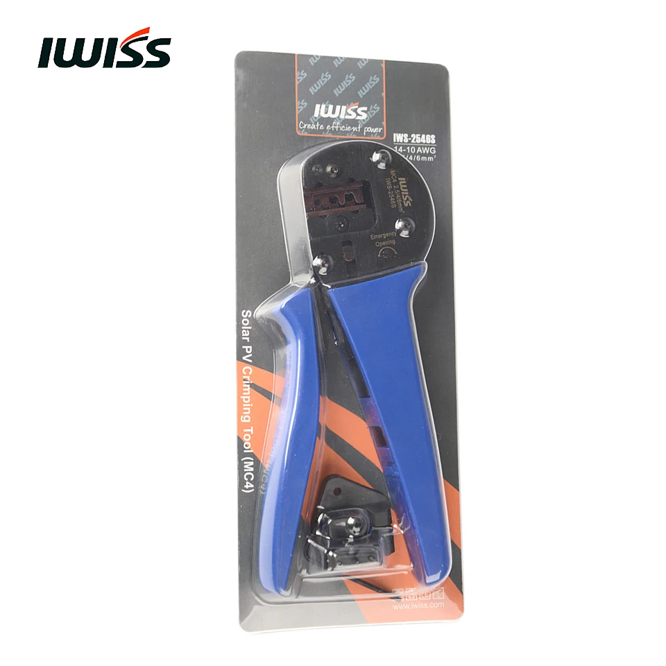 Iwiss IWS-2546S MC4 Солнечный обжимные плоскогубцы ручной инструмент для обжимки с локатор Диапазон обжима 2,5/4/6mm2(14-10AWG