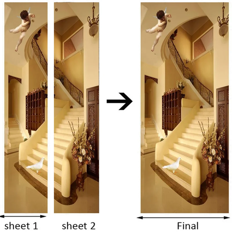 3D Стикер Европейский Стиль креативные лестницы Ангел фото обои Гостиная Спальня дверь наклейка ПВХ самоклеющиеся 3D домашний декор