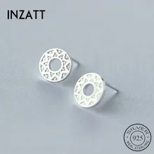 Серьги-гвоздики с круглым цветком INZATT в неоготическом стиле, женские 925 пробы, серебряные мужские серьги, минималистичное модное ювелирное изделие