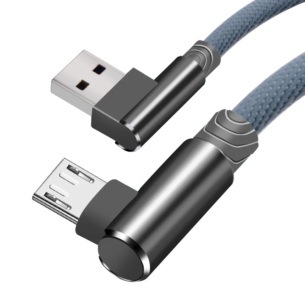 Олаф микро USB кабель 1 м 2 м 3 м 90 градусов быстрая зарядка данных зарядное устройство шнур для samsung Xiaomi Redmi huawei Android телефон Microusb - Цвет: gery For Micro