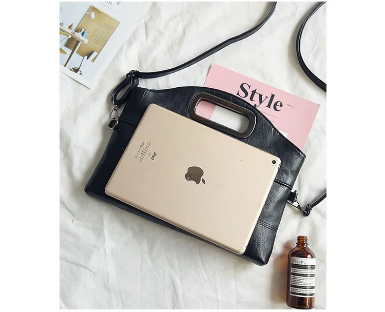 MJ Women's Handbag PU Leather Shoulder Bag Fashion Top-Handle Bags Korean Style Crossbody Bag Female Vintage Soft Leather Clutch (5)