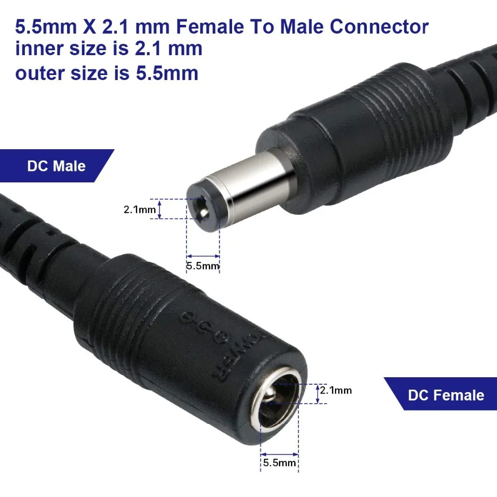  DC12V Extension Cable Connector 10FT 20FT 30FT Universal Power Cord Adapter 5.5mmx2.1mm For LED Str - 33004314580