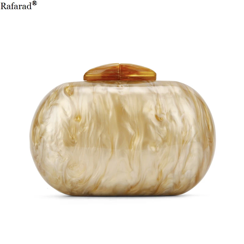 

Oval Shape Pearl Sand Women Handbag Luxurry Bag Designer Ellipse Clutch Summer Beach Shoulder Clasp Women Nude Color Acrylic Bag