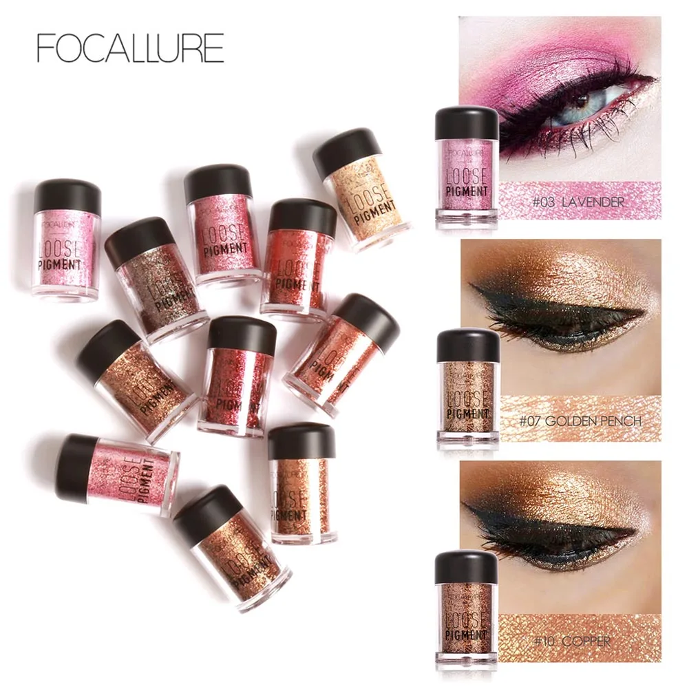

FOCALLURE New Arrival Glitter Eyeshadow Metallic Loose Powder Waterproof Shimmer Pigments 18 Colors Eye Shadow Makeup Cosmetics