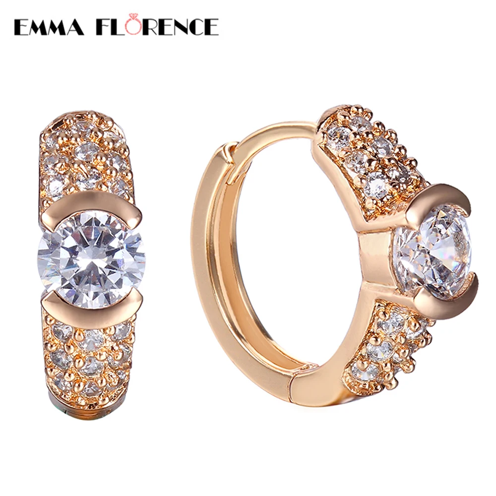 Hot Fashion AAA Cubic Zircon Push back Hoop Earrings Bridal Wedding