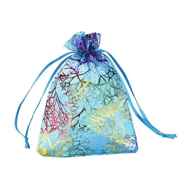 100 шт. большие сумки из органзы кораллового цвета 17x23 20x30, цветная сумка для хранения, Рождественская упаковка для свадебных украшений, подарочные сумки, сумки W14 - Цвет: lake blue - Coral