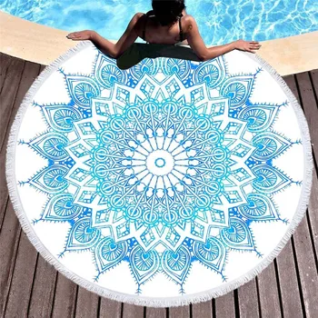 

Chakra Beach Towel Tassel Indian Toalla Mandala Tapestry Sunblock Round Cover-Up Blanket Bohemian Yoga Mat Round Beach Towel