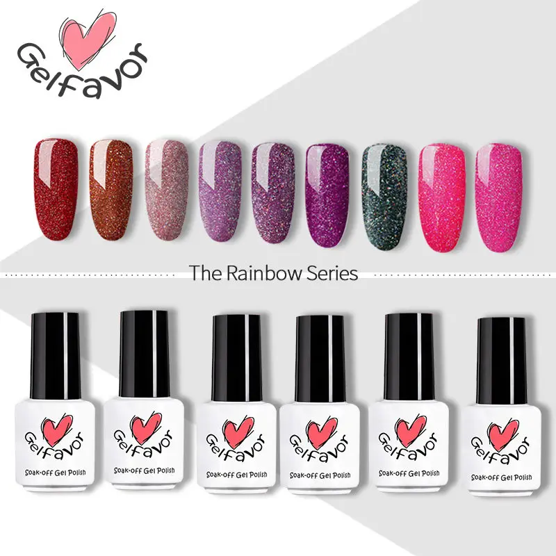 

Gelfavor Nail Polish Set For Manicure Hybrid Vanish Neon Rainbow 7ML Nail Art Spider Primer Semi Permanent Gel of Nails Top