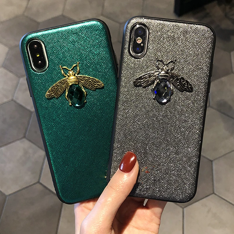 

Fashion brand Diamond Bee Glitte soft case for iphone X XR XS Max 6 S 7 8 plus cute hard for Samsung Galaxy S8 S9 luxury cover