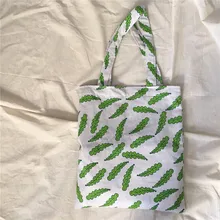 YILE хлопок лен Экологичная для шоппинга с ручкой сумка Печать улыбающийся лист ивы L8625c
