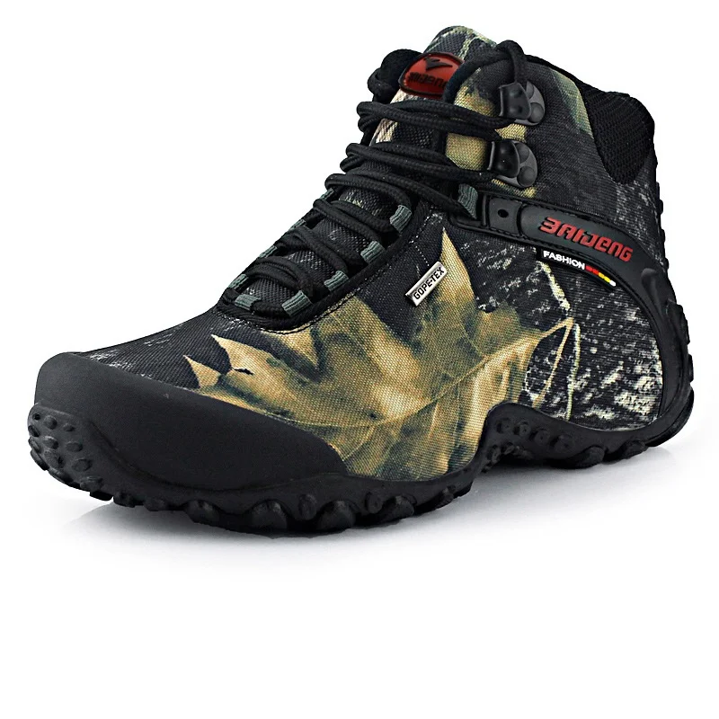 2018 большой размер 40 46 Пеший Туризм обувь Водонепроницаемый Camoufalge High cut широкие (c d