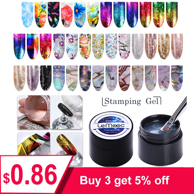 

LEMOOC 5ml Nail Foils Nail Glue Nail Art Star Starry Sky Transfer Sticker Nail Foils Glue Clear Adhesive French Manicure Tools