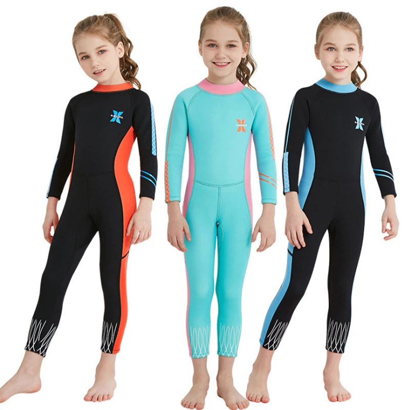 

2019 Girls Diving Suit Kids UPF50+ Diving Wetsuit UV Protection Thermal Boy Swimwear Elastic Long Swimsuits Sunsuit Rash Guard