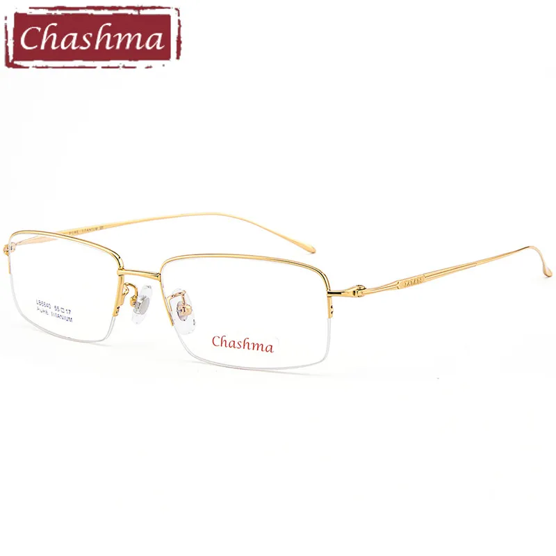 Chashma, оправа из чистого титана для мужчин, очки oculos grau, очки, кадры, lunetes, optique homme lentes opticos mujer - Цвет оправы: Gold