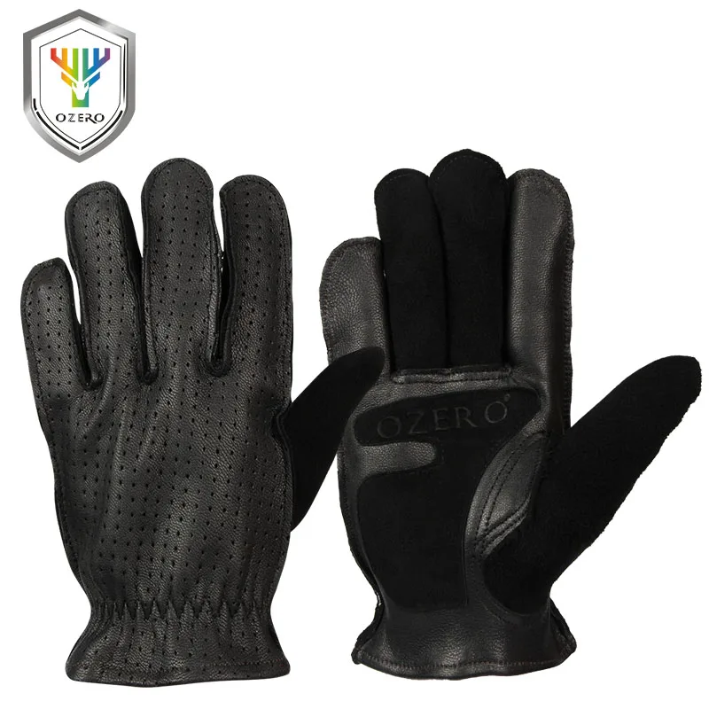 

OZERO Men's Work Gloves Leather Genuine Goatskin Driver Security Protection Wear Safety Workers Welding Hunting Gloves 5018