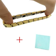 Модные энергетические браслеты с минерал Германий золотой браслет из нержавеющей стали для мужчин новейший лучший подарок с коробкой Pakcage 2 шт./партия