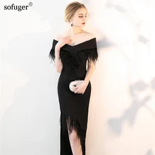 

With Slit V-Neck 2018 New arrival Floor-Length Black Color Sexy Mermaid Long Elegant Evening Dresses Plus Size vestido de festa
