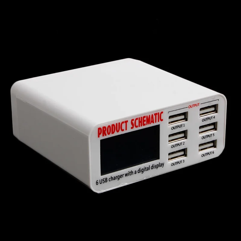 EU/US/UK Plug 6A 6 USB порт быстрое зарядное устройство концентратор настенный адаптер для зарядки ЖК-экран