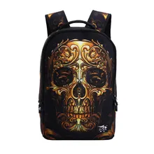 2016 vintage leinwand 3D Cartoon druck rucksack männer punk rock frauen rucksäcke Schädel Rucksack schultaschen für jugendliche APB14