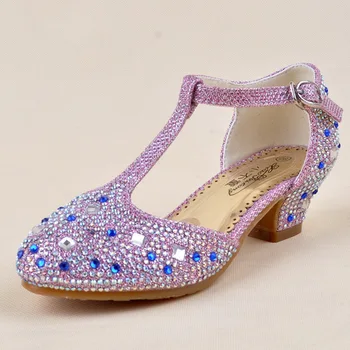 

Girls Sandals Children's Shoes kids shoes girls PU summer party shoes quality whole sale flat heels 2017 beautiful rhinstone