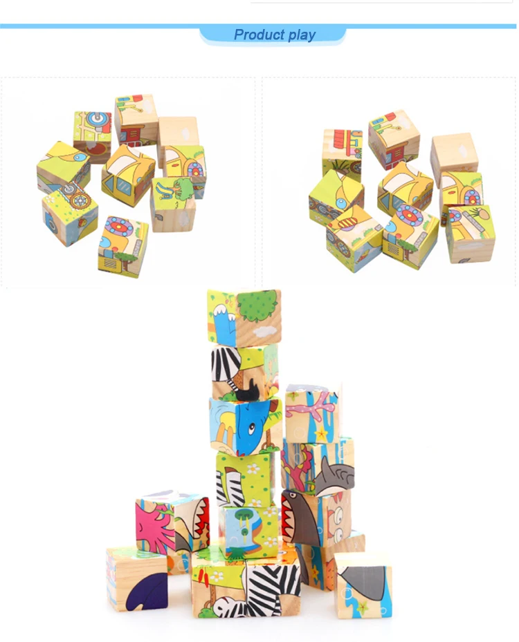 9-Grain/lot Шестигранная картина деревянная головоломка 3D головоломка игрушки Детские Ранние развивающие игрушки куб головоломка 10 типов