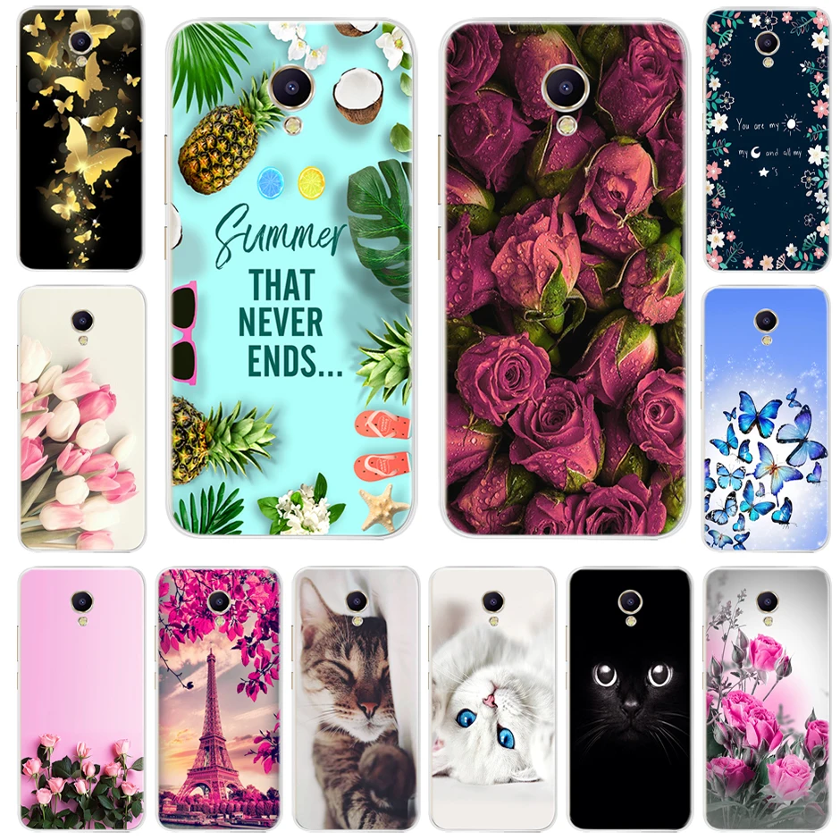 

Cute Cat Floral Soft TPU Case For Meizu M5 Note Cover 5.5 inch Silicone Phone Cases For Meizu M5 Note M5Note M621H Back Cover