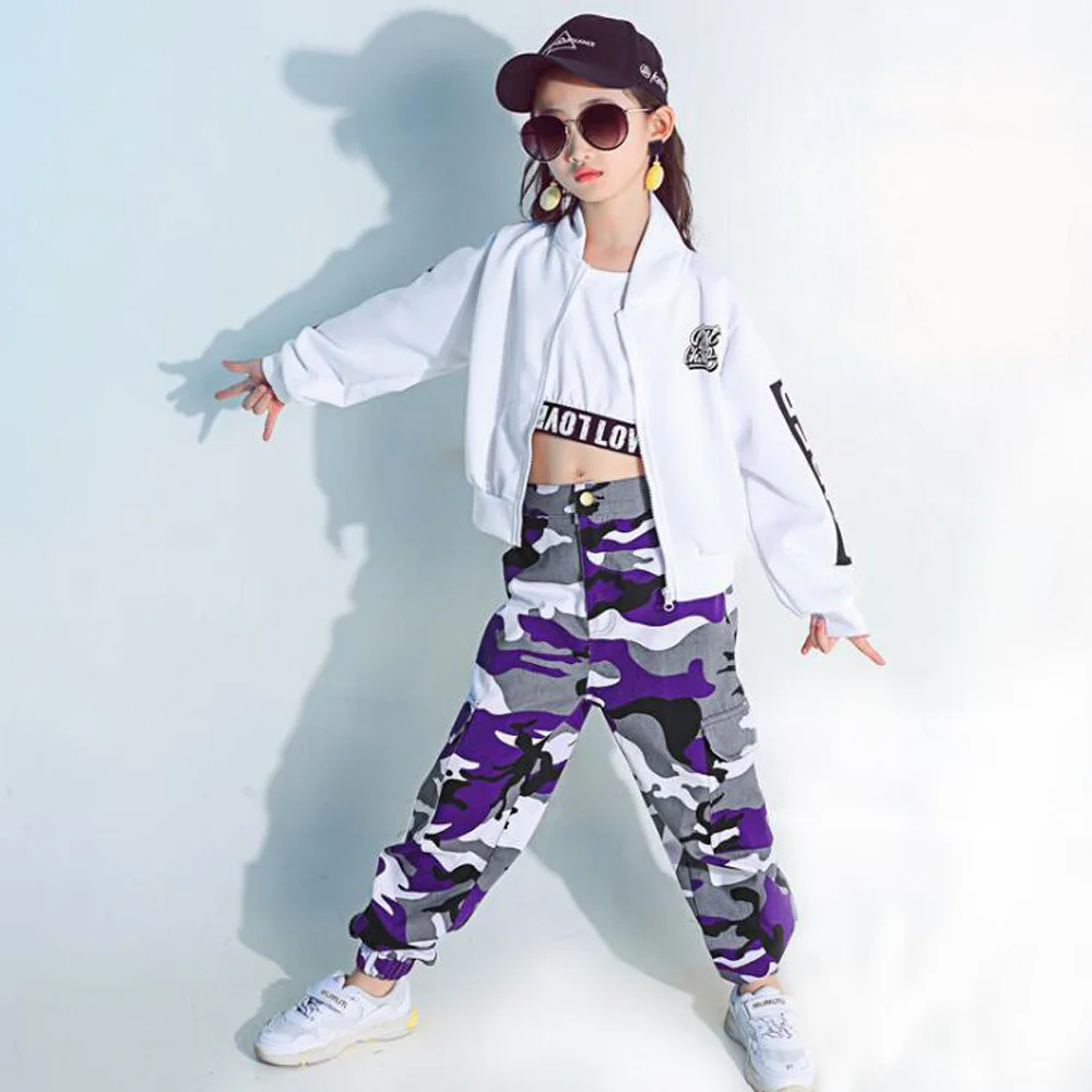 

Kids Hip Hop Dance Clothing for Girls Jazz Crop Tank Top Shirt Jacket Camouflage Pants Costumes Ballroom Dancing Clothes Outfits