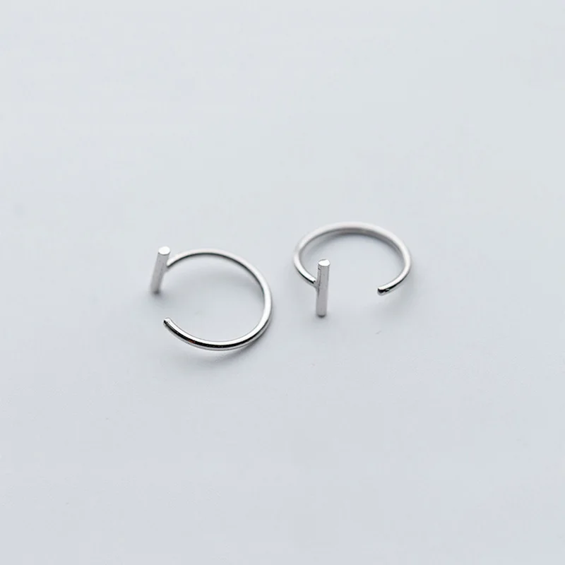 WTLTC 925 стерлингового серебра T бар серьги-кольца для женщин маленькие крошечные серьги Huggie серьги мини хрящевой пирсинг серьги 10 мм 8 мм