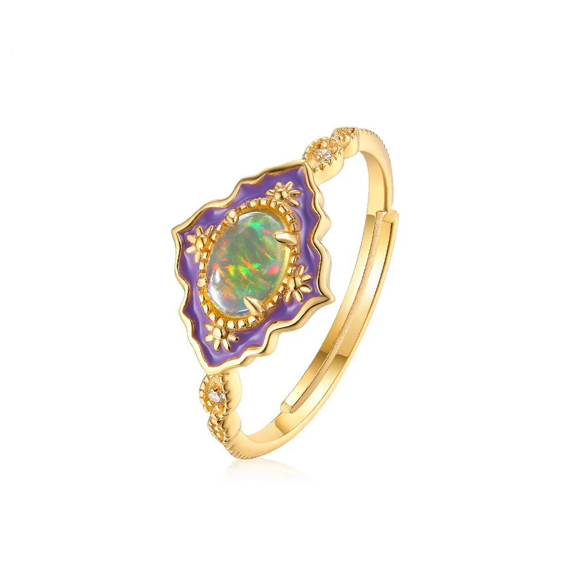 

925 Sterling Silver Opal Square Ring Vintage style for Women as a Gift