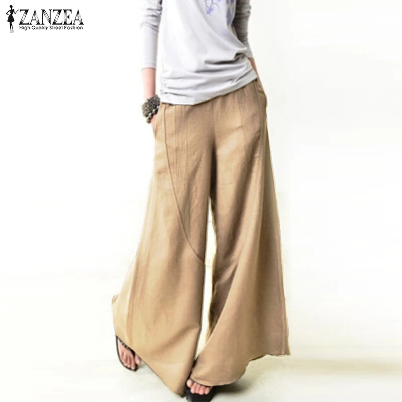 2019 ZANZEA Autumn Women Long Trousers Casual Elegant Wide