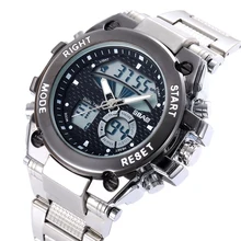 Деловые мужские часы электронные часы стальной ремень часы повседневные модные цифровые наручные часы Распродажа