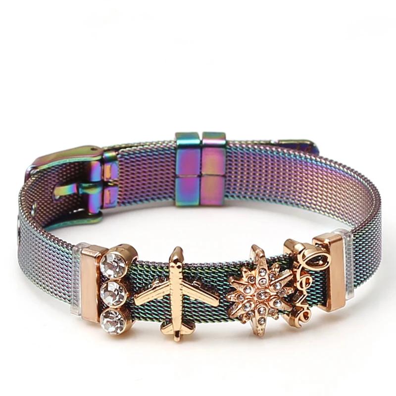 Seialoy Colorful Stainless Steel Mesh Watch Belt Bracelets For Women Men Couple Original Charm Watch Chain Bracelet Bangles Gift Bracelet Jewelry