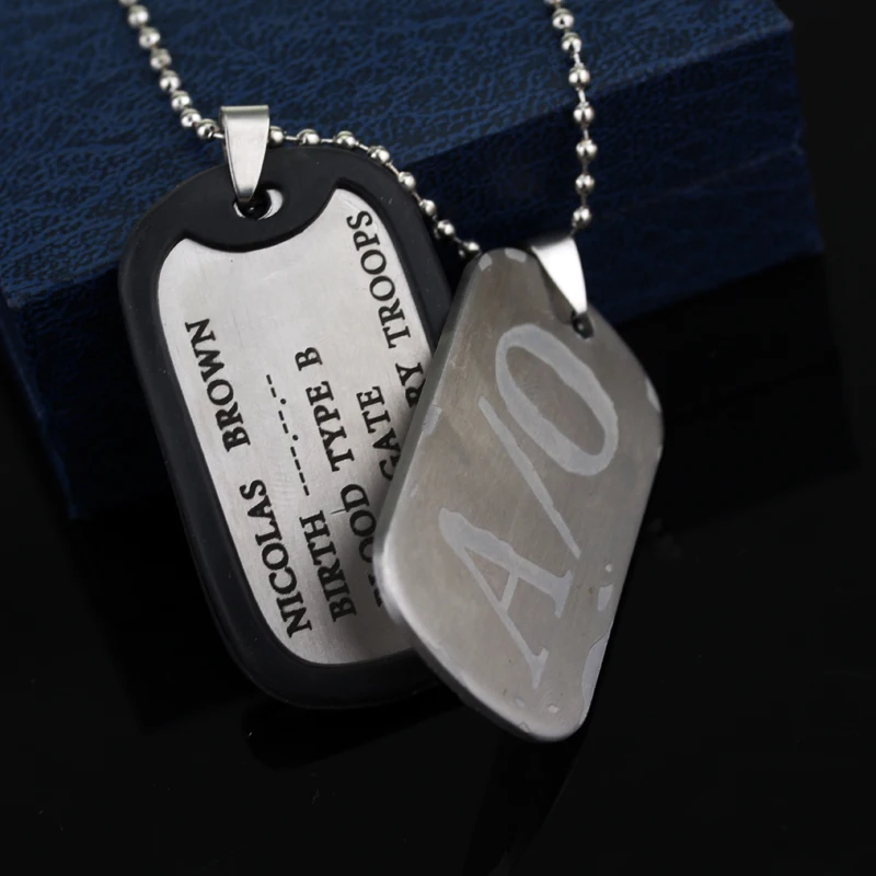 

MQCHUN New Gangsta A/0 Dog Tag Nicolas Brown Mercenary Necklace Pendant Gangsta Cosplay Titanium Steel Chain Necklace-30