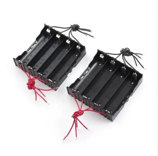 

500pcs/lot MasterFire 11cm 8-Wires Black Plastic 4 x 3.7V 18650 Battery Storage Holder Case Cover Box For 4 x 18650 batteries