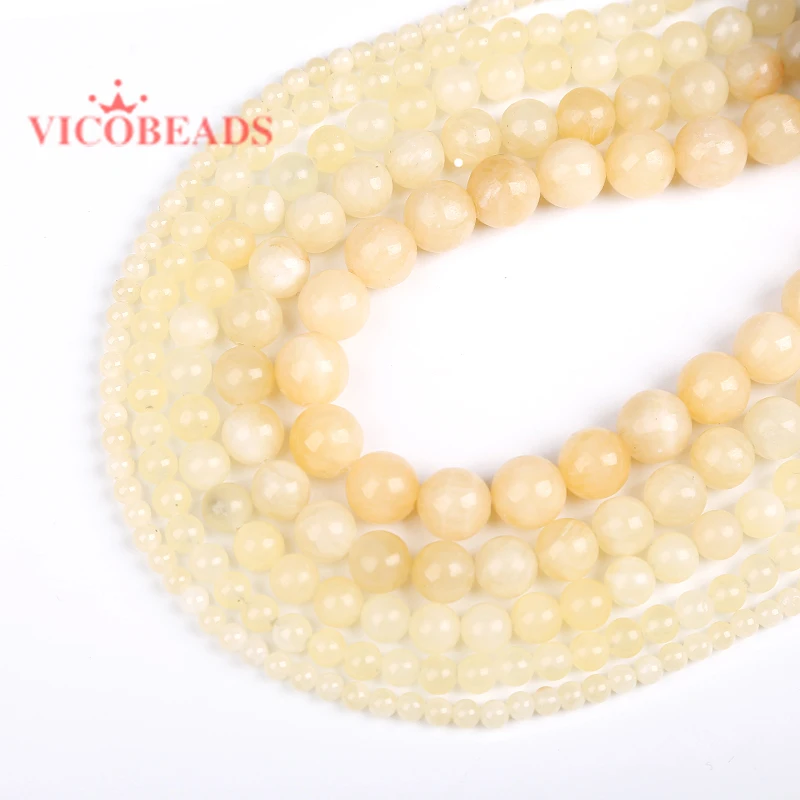 

Natural Stone Beads Yellow Topazes Jades Round Loose Beads 4 6 8 10 12MM Fit Diy Handmade Fashion Jewelry Making