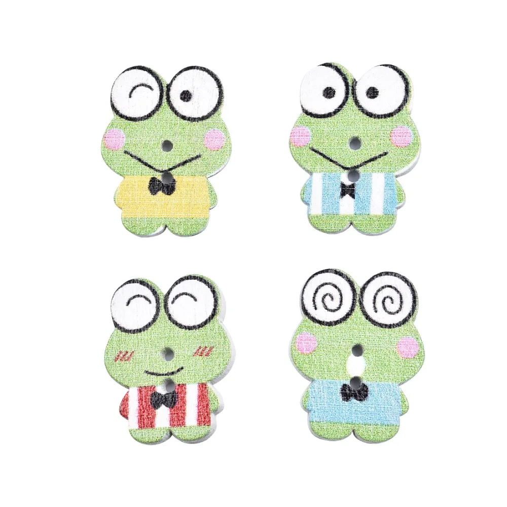 Buy 100Pcs/set 2 Holes Cute Frog Wood Sewing Buttons Scrapbook DIY Decorative