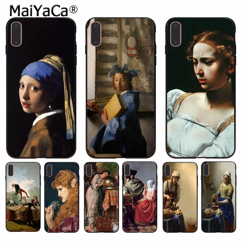 

MaiYaCa Johannes Vermeer Oil Painting Black TPU Soft Phone Case Cover for iPhone 8 7 6 6S Plus 5 5S SE XR X XS MAX Coque Shell